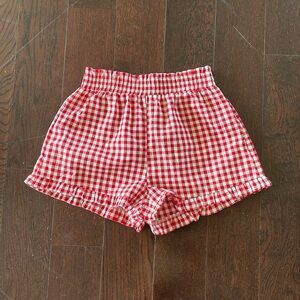 Red and White Gingham Women Shorts